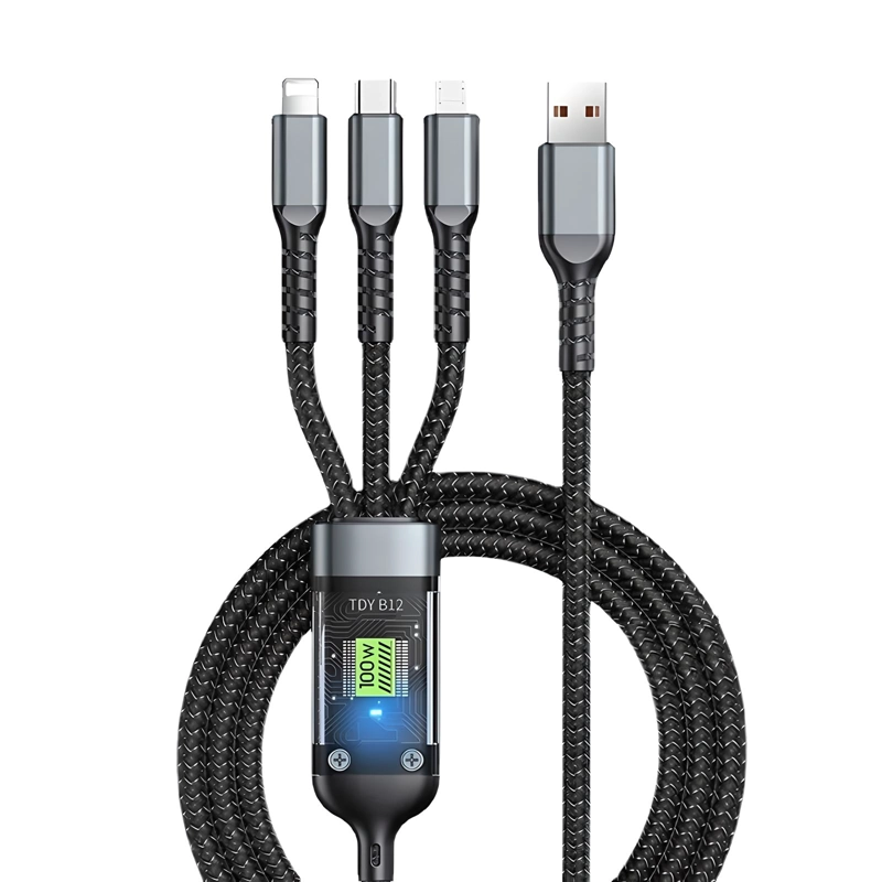 CABLE DE CARGA RAPIDA 3EN1 USB-C PARA ANDROID/IOS 1.2M - 2