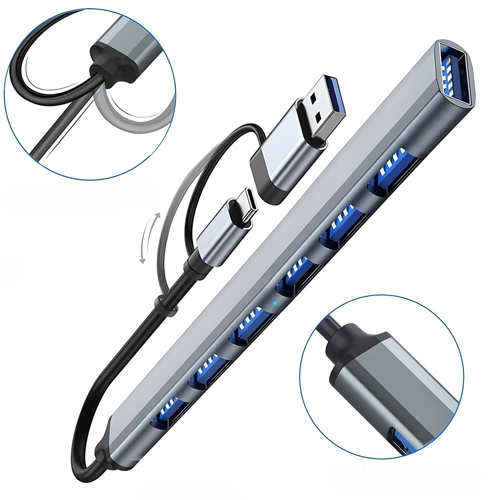 HUB ALARGADOR USB C A 7 PUERTOS USB 3.0 ALTA VELOCIDAD 5GBS - 2