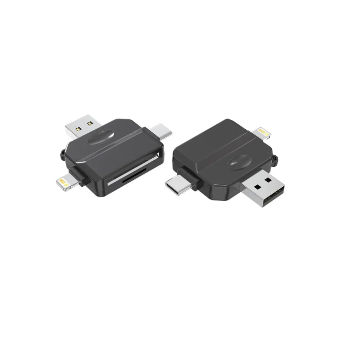 LECTOR TARJETAS SD PARA IPHONE / IPAD / TIPO C / USB 4 EN 1 - 2