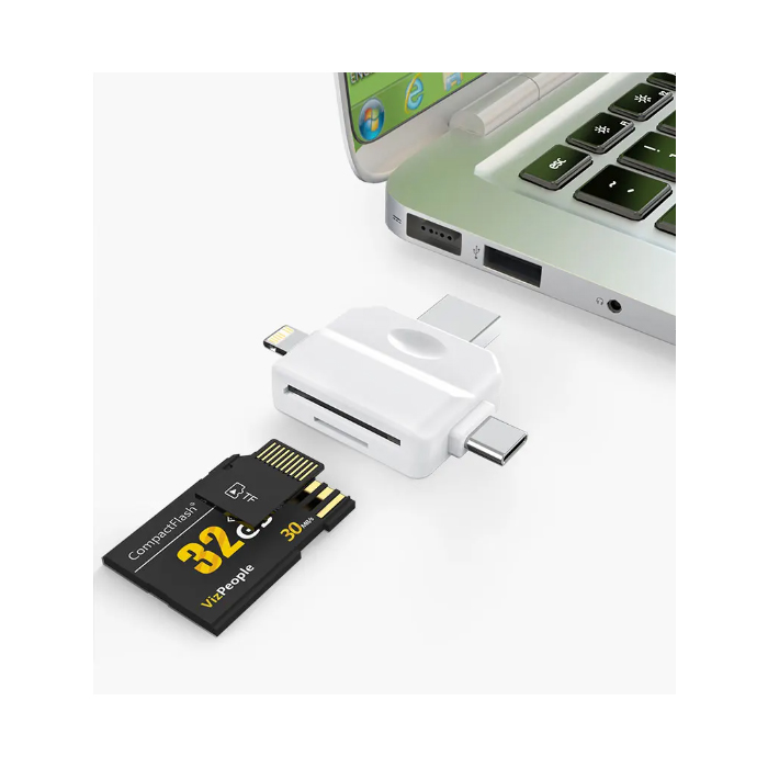 LECTOR TARJETAS SD PARA IPHONE / IPAD / TIPO C / USB 4 EN 1 - 3