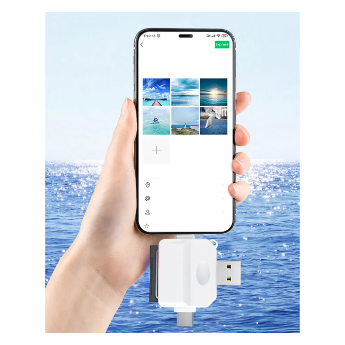 LECTOR TARJETAS SD PARA IPHONE / IPAD / TIPO C / USB 4 EN 1 - 4