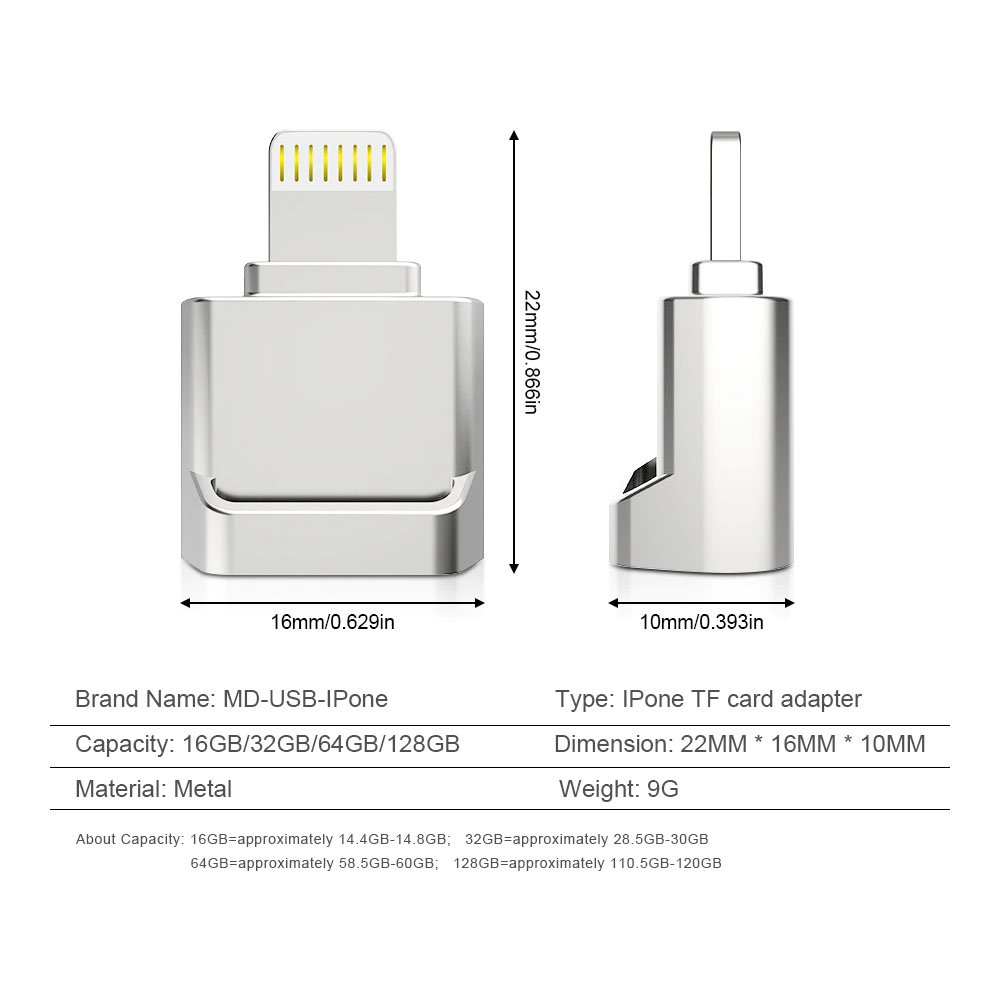 ADAPTADOR LECTOR TARJETA MICRO SD A LIGTHNING PARA IPHONE APPLE - 2