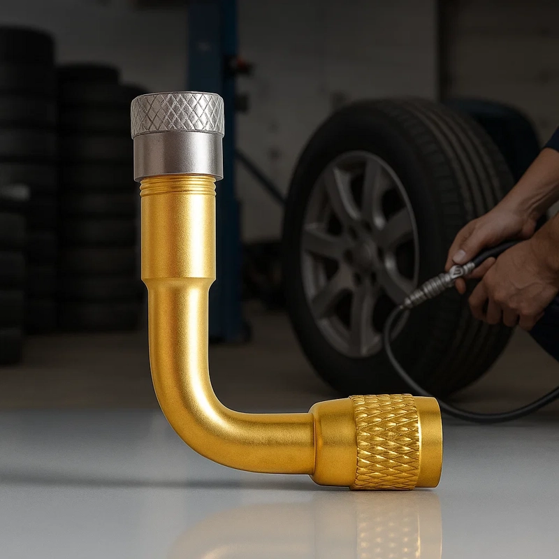 EXTENSION VALVULA AIRE ADAPTADOR NEUMATICO 90º AUTO MOTO BICI - 3