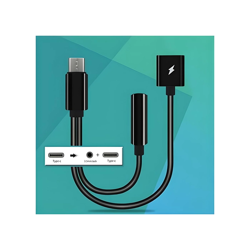 CABLE DE AUDIO TIPO C AUX CELULAR USB TIPO C + CARGA - 3