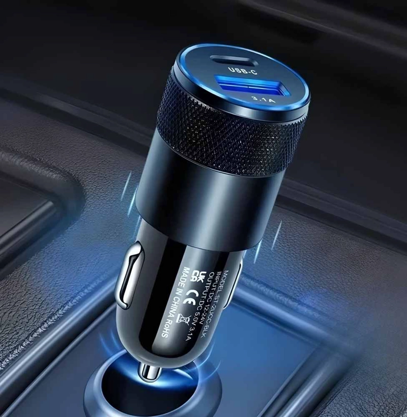CARGADOR AUTO CARGA RAPIDA DUAL USB + TIPO C 18W - 2
