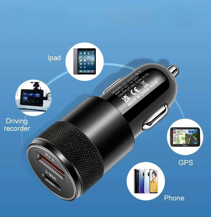 CARGADOR AUTO CARGA RAPIDA DUAL USB + TIPO C 18W - 4