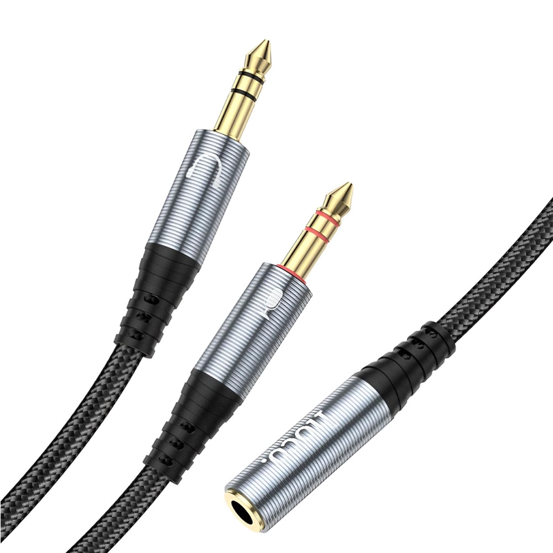 ADAPTADOR AUDIO HOCO UPA21 JACK 3.5MM HEMBRA A 2 MACHO MICROFONO AUDIFONOS