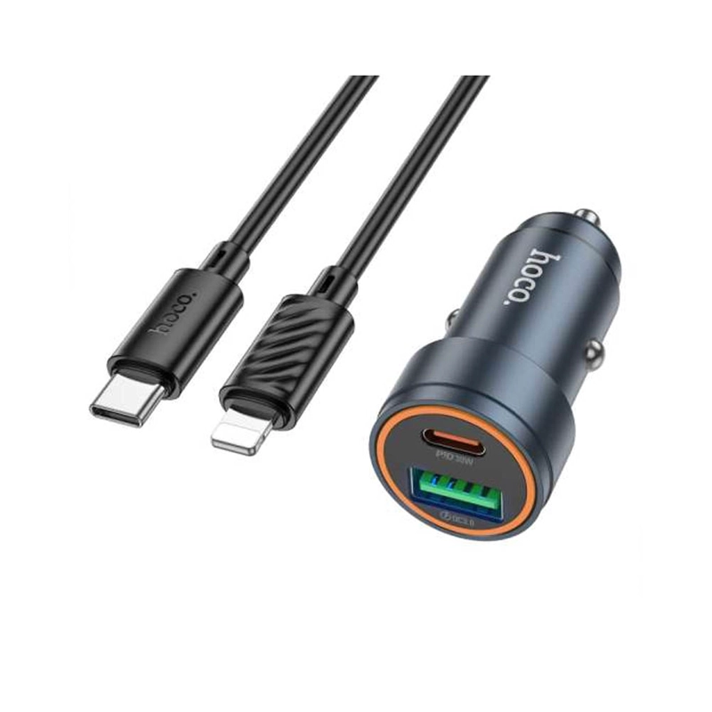 CARGADOR AUTO HOCO Z57A DOBLE PUERTO USB-C CABLE PARA LIGHTNING - 2
