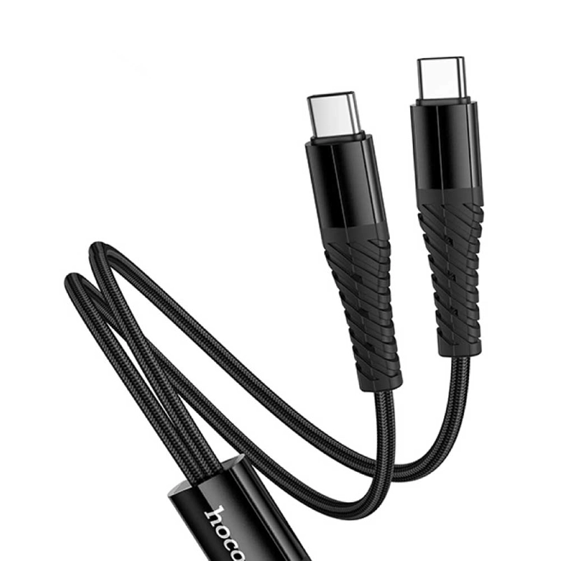 CABLE USB-C A 2 USB-C HOCO X123 1 METRO 3A NEGRO - 2