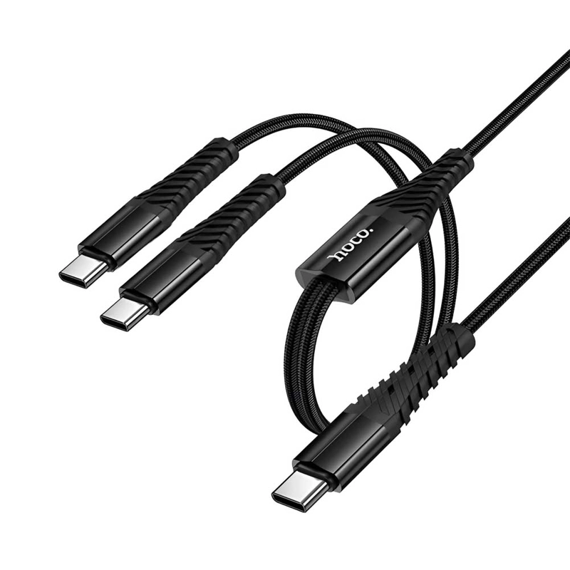 CABLE USB-C A 2 USB-C HOCO X123 1 METRO 3A NEGRO - 4