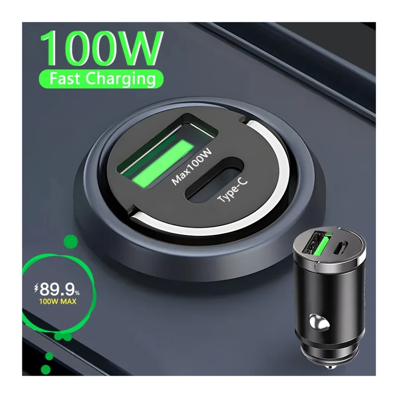 CARGADOR AUTO CARGA RAPIDA 100W PARA IPHONE XIAOMI SAMSUNG - 4
