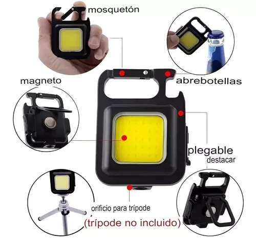 LINTERNA LED COB LLAVERO GANCHO PORTATIL RECARGABLE - 3