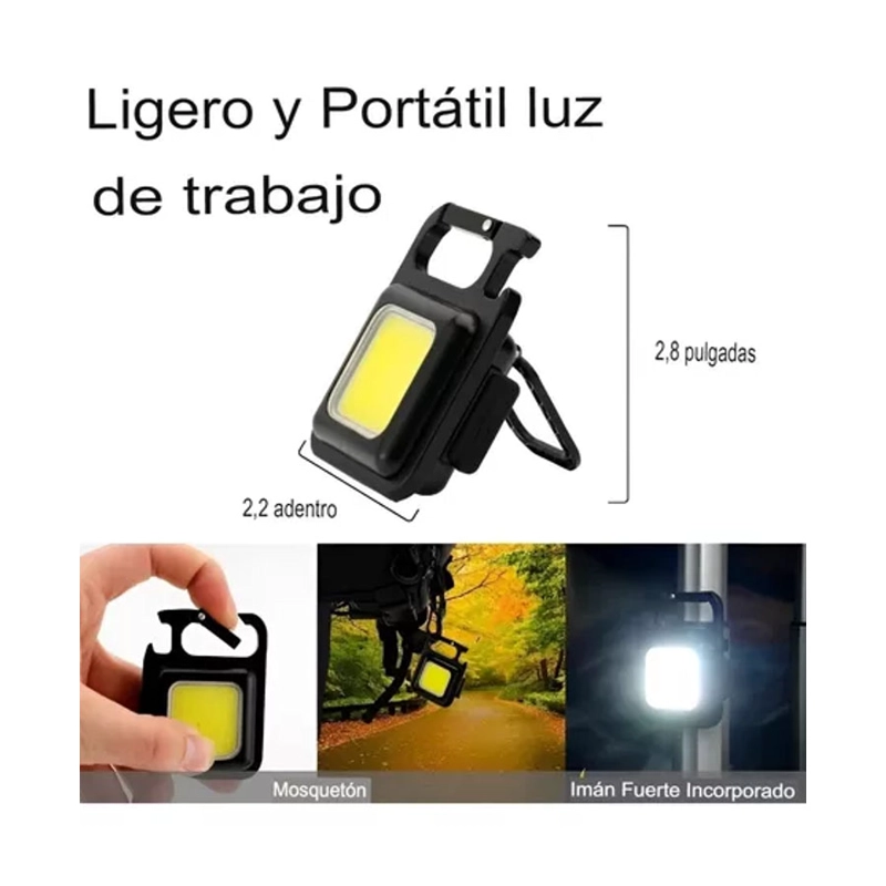 LINTERNA LED COB LLAVERO GANCHO PORTATIL RECARGABLE - 4