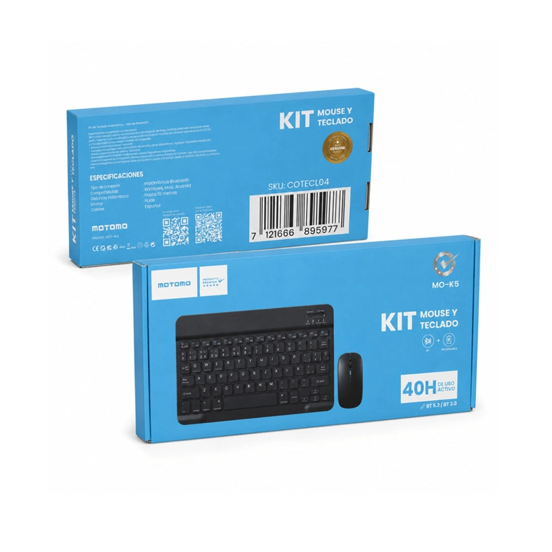 KIT TECLADO Y MOUSE BLUETOOTH RECARGABLE MOTOMO MO-K5 - 4