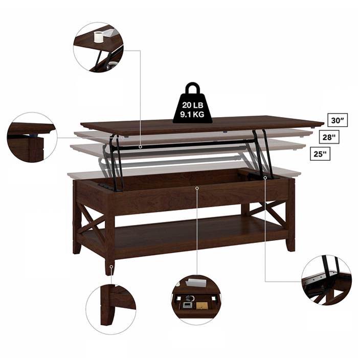 MESA DE CENTRO ELEVABLE DARK BROWN - 4