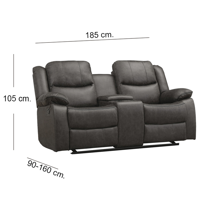 SOFA RECLINABLE MECEDORA 2 CUERPOS + CONSOLA SMOKE - 4