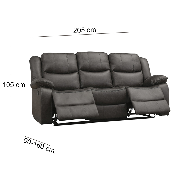 SOFA RECLINABLE 3 CUERPOS SMOKE - 4