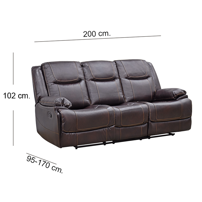 SOFA RECLINABLE 3 CUERPOS CUERO FLORENCE - 6