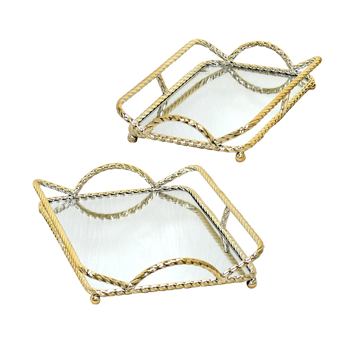 SET BANDEJAS MIRROR GOLD 2 PIEZAS - 1