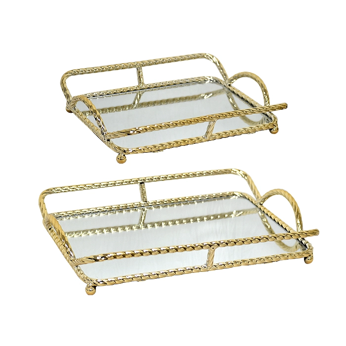 SET BANDEJAS MIRROR GOLD 2 PIEZAS - 5