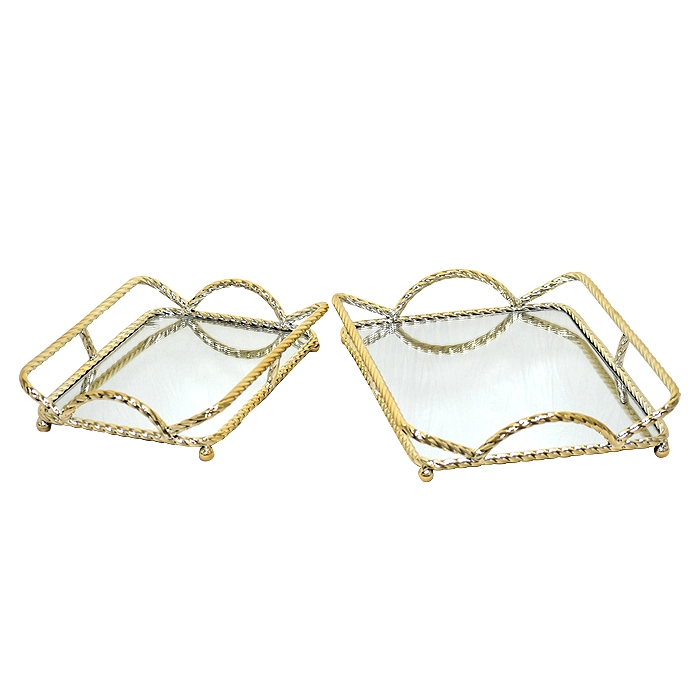 SET BANDEJAS MIRROR GOLD 2 PIEZAS - 6