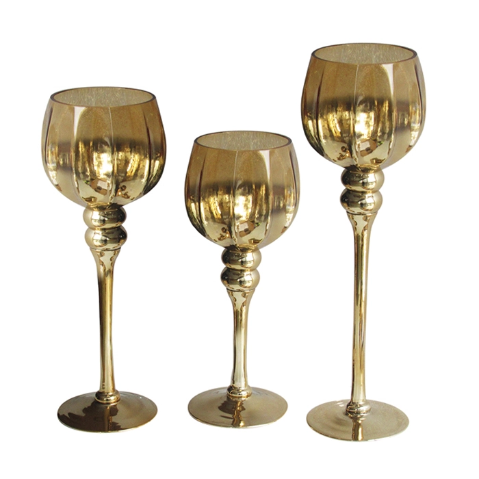 SET 3 CANDELABROS DE COPA PREMIUM GOLD - 1