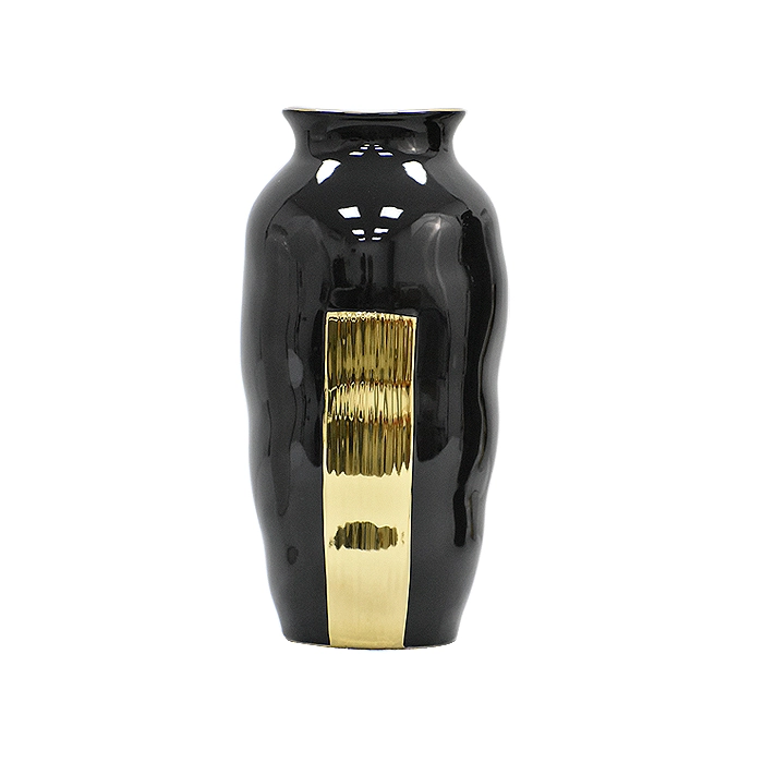 FLORERO CERAMICA NEGRO DORADO L - 1
