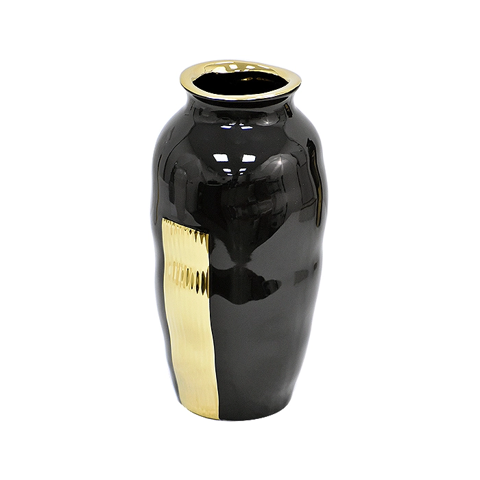 FLORERO CERAMICA NEGRO DORADO L - 2