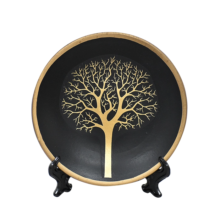 SET FLOREROS Y PLATO DECORATIVO NEGRO - 3