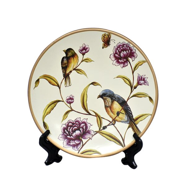 SET FLOREROS Y PLATO DECORATIVO BLANCO PAJARITO - 4