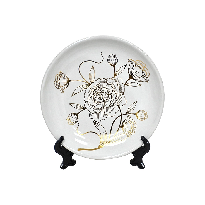 SET FLOREROS Y PLATO DECORATIVO FLORES BLANCA - 2