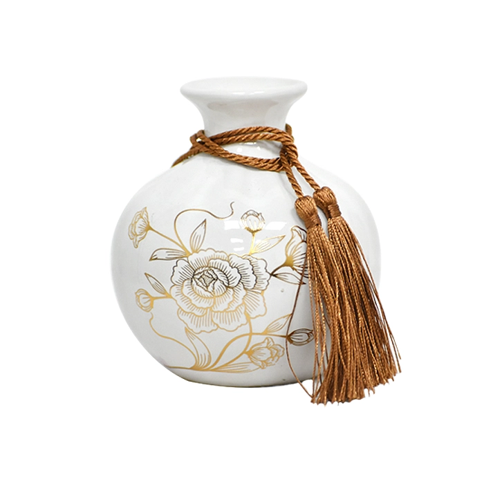 SET FLOREROS Y PLATO DECORATIVO FLORES BLANCA - 4
