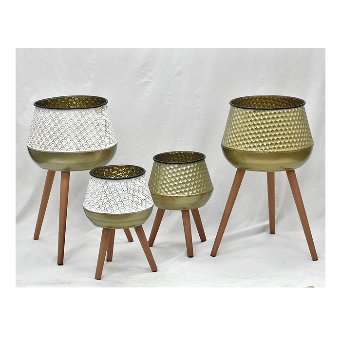 SET 2 MACETEROS WHITE BASE MADERA - 6