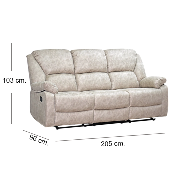 SOFA RECLINABLE C/CONSOLA 3 CUERPOS FRANKFURT LIGHT GRAY - 2