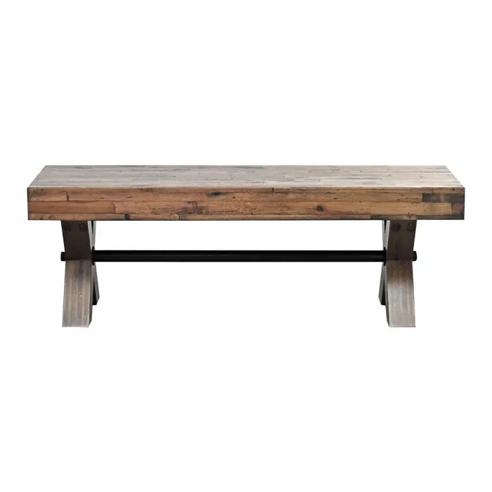 BANCA TIMBER 130 CM ESTILO RUSTICO MODERNO - 2
