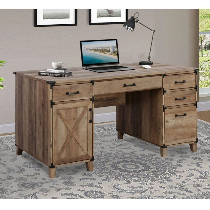 ESCRITORIO 1.5 MT. CON 5 CAJONES RUSTIC OAK - 1