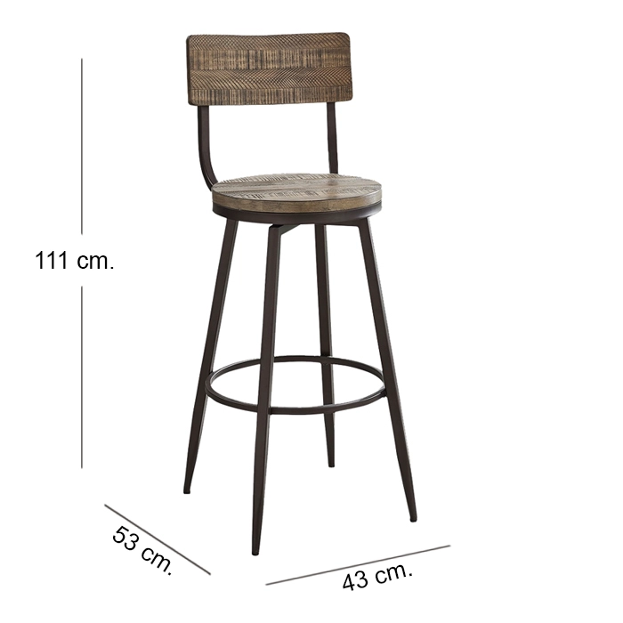 TABURETE WALNUT C/ RESPALDO 2 UNIDADES - 6