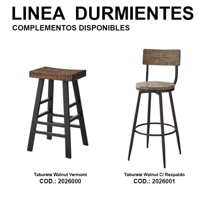 TABURETE WALNUT C/ RESPALDO 2 UNIDADES - 7