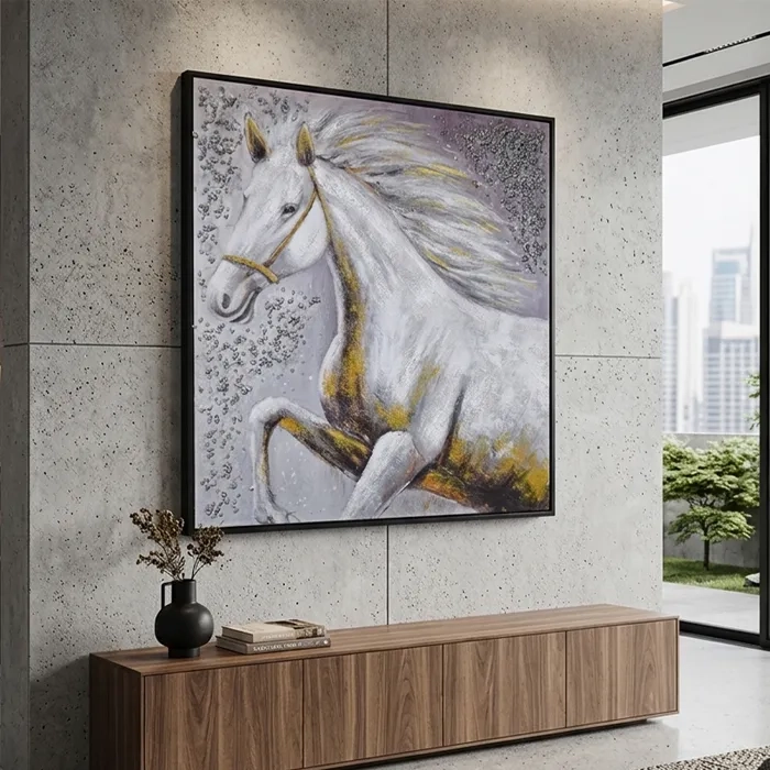 CUADRO GALOPE DORADO 100 X 100 CM - 1