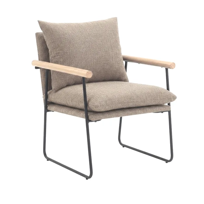 POLTRONA SITIAL 1 CUERPO BEIGE TELA METAL Y MADERA METALWOOD - 2