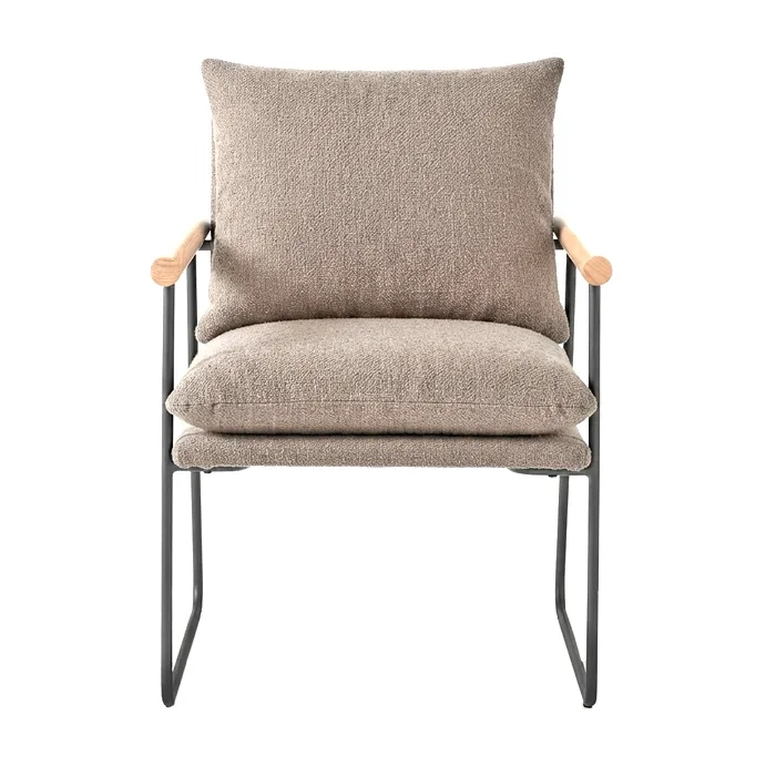 POLTRONA SITIAL 1 CUERPO BEIGE TELA METAL Y MADERA METALWOOD - 3