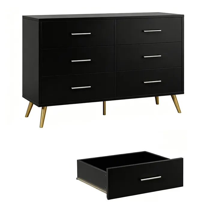 COMODA BUFFET CAJONERA 6 CAJONES BLACK - 3