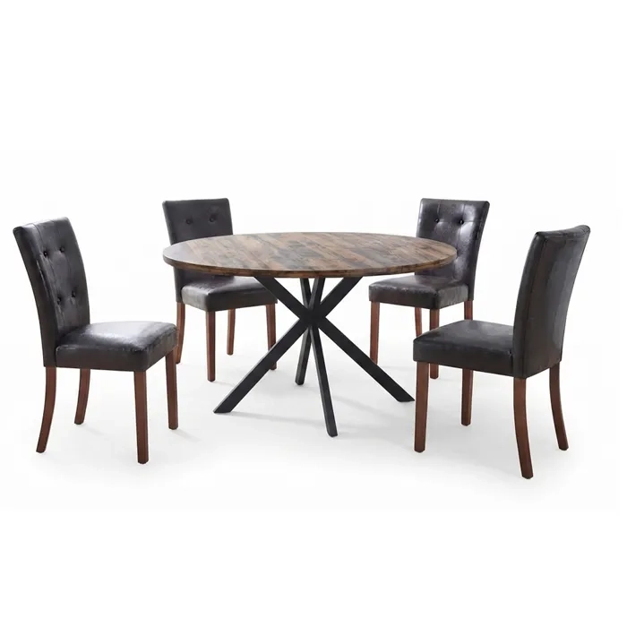 JUEGO DE COMEDOR TIMBER CIRCULAR 120 MT 4 SILLAS TIMBER BLACK - 2