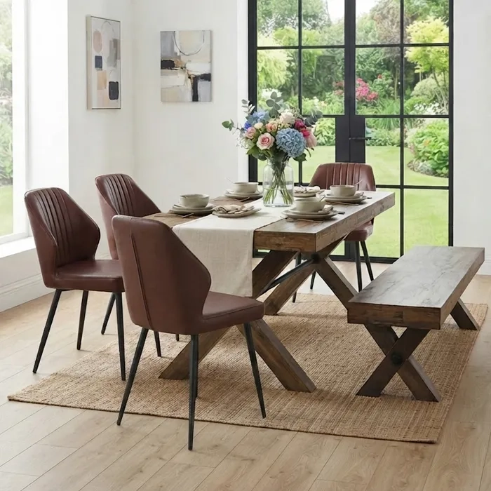 JUEGO DE COMEDOR TIMBER SMALL 4 SILLAS NEW VITA BROWN BANCA TIMBER ( 6 SILLAS ) - 1