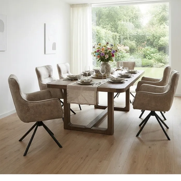 JUEGO DE COMEDOR CHARLOTTE 6 POLTRONAS TIMBER STELL (6 SILLAS) - 1