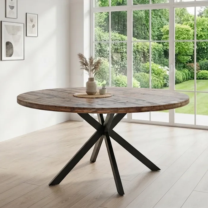 JUEGO DE COMEDOR TIMBER CIRCULAR 120 MT 4 SILLAS NEW VITA BROWN - 2
