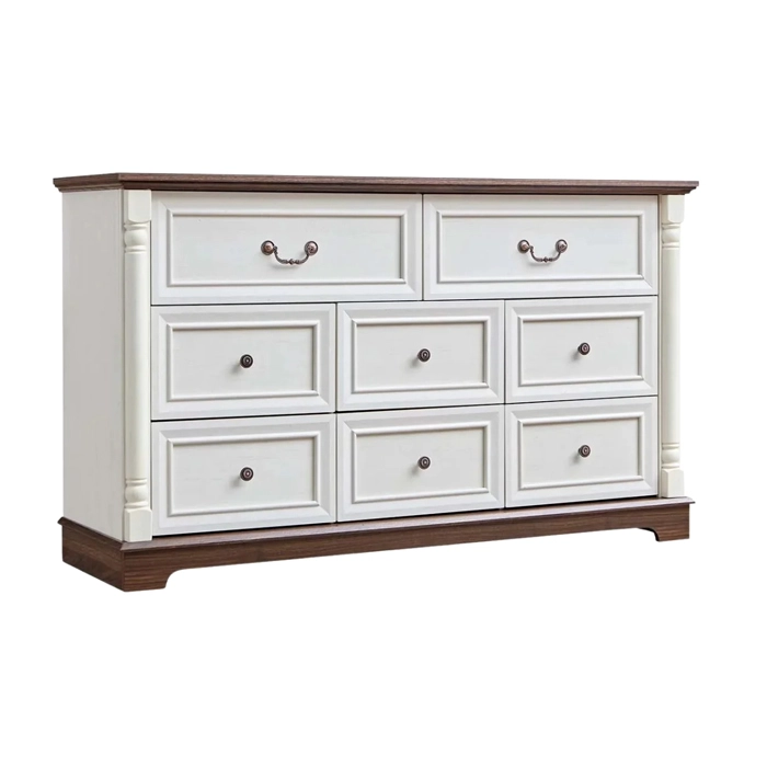 COMODA CAJONERA BEIGE WALNUT 8 CAJONES 1,4MT. - 2