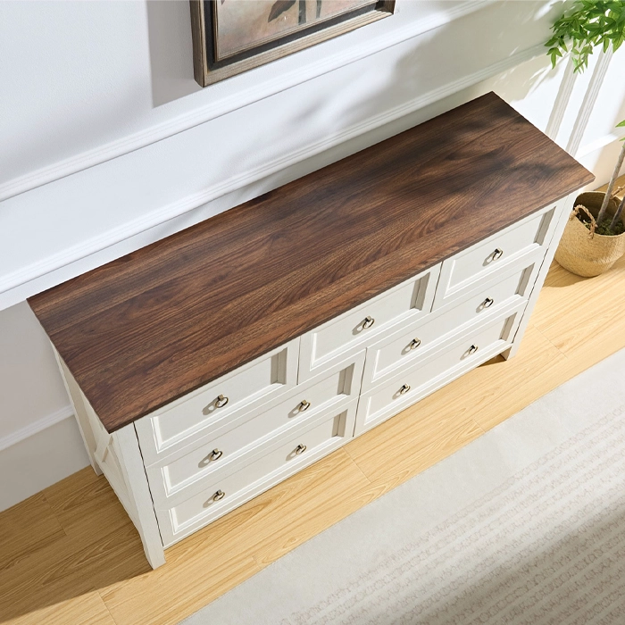 COMODA CAJONERA BEIGE WALNUT 7 CAJONES 1,4MT. - 2