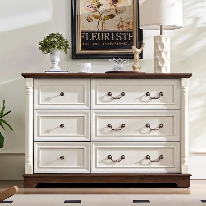 COMODA CAJONERA BEIGE WALNUT 6 CAJONES 1,2MTS - 2