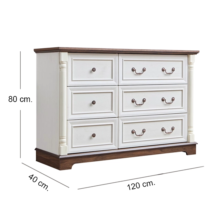 COMODA CAJONERA BEIGE WALNUT 6 CAJONES 1,2MTS - 3